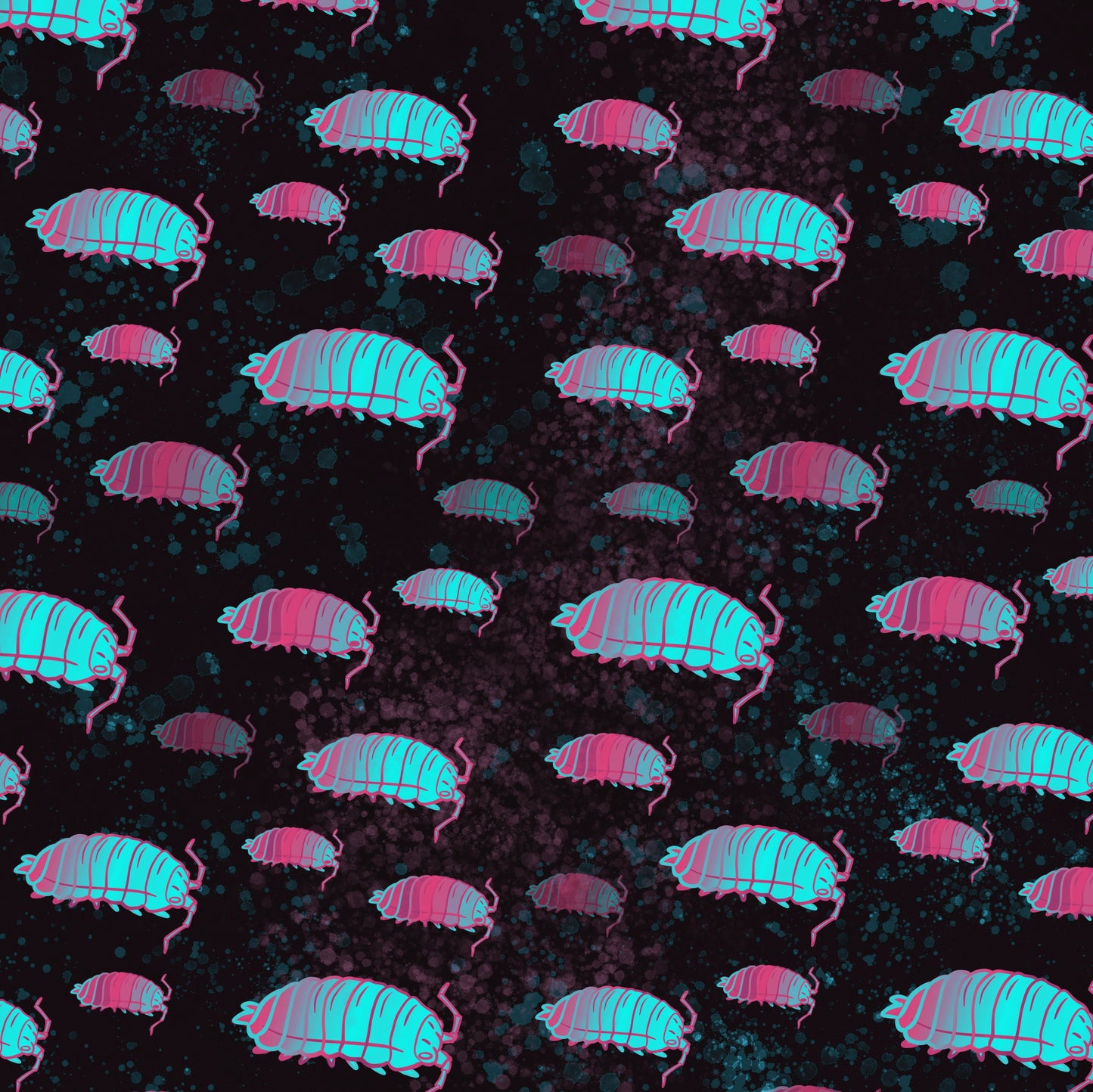 Isopod Party Button-Up Shirt - Teal/Pink