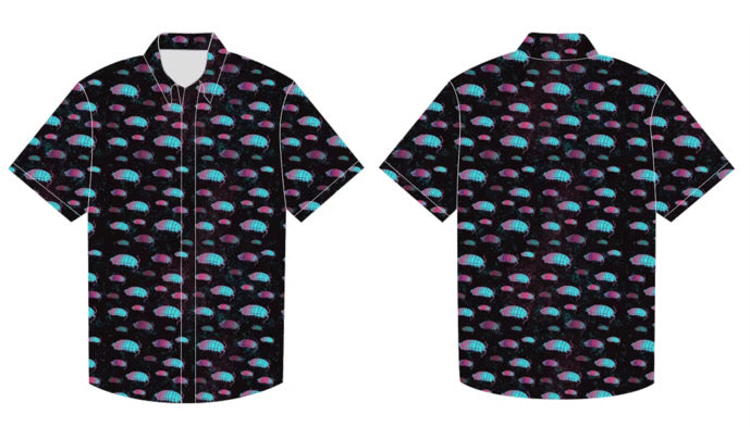 Isopod Party Button-Up Shirt - Teal/Pink