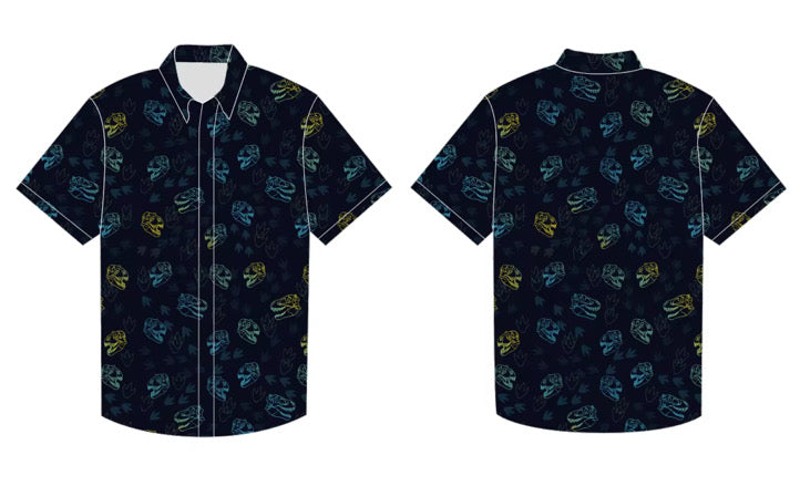 PREORDER - Cretaceous King Button-Up Shirt - Blue/Green/Yellow