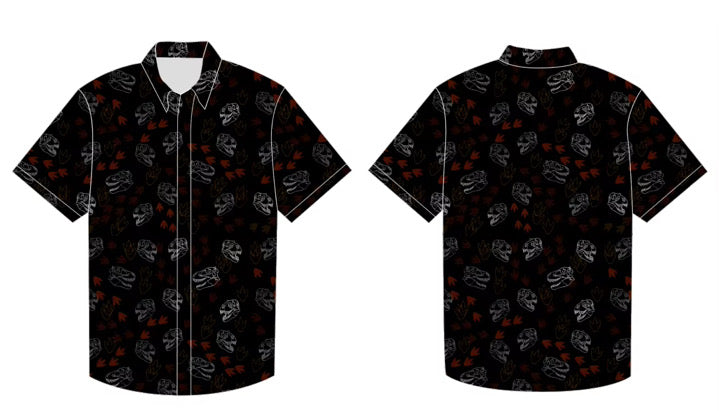 PREORDER - Cretaceous King Button-Up Shirt - Black/White/Red